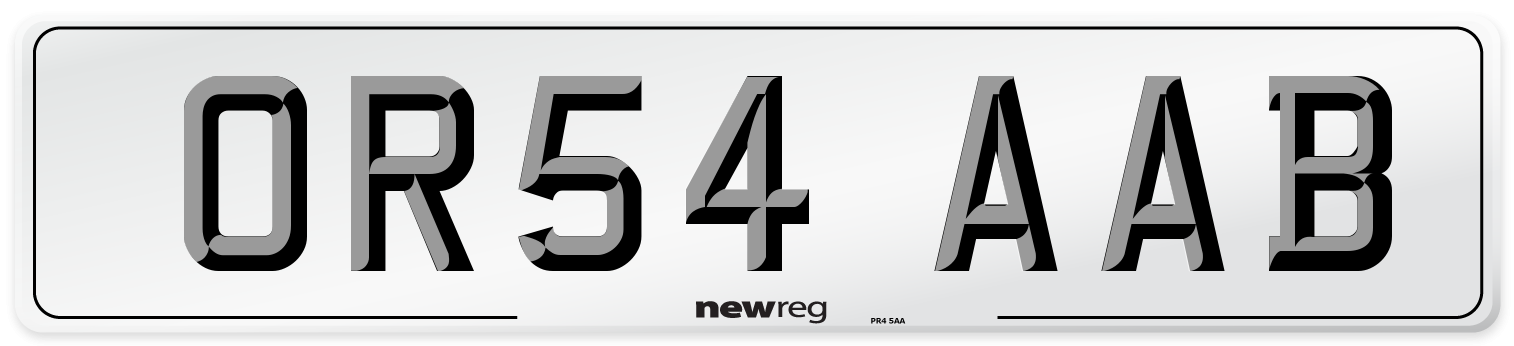 OR54 AAB Number Plate from New Reg